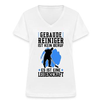 Gebäudereiniger ist kein Beruf Fensterputzer - Frauen-T-Shirt mit V-Ausschnitt - Weiß - Vorne - Lela (165cm)