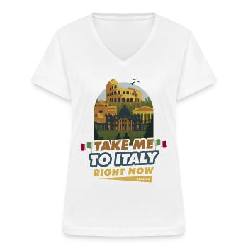 Italien - Frauen-T-Shirt mit V-Ausschnitt - Weiß - Vorne - Lela (165cm)