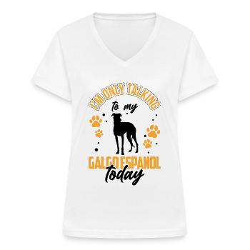 Je parle juste à mon Galgo Espanol - T-shirt col V Femme - blanc - Devant - Lela (165cm)