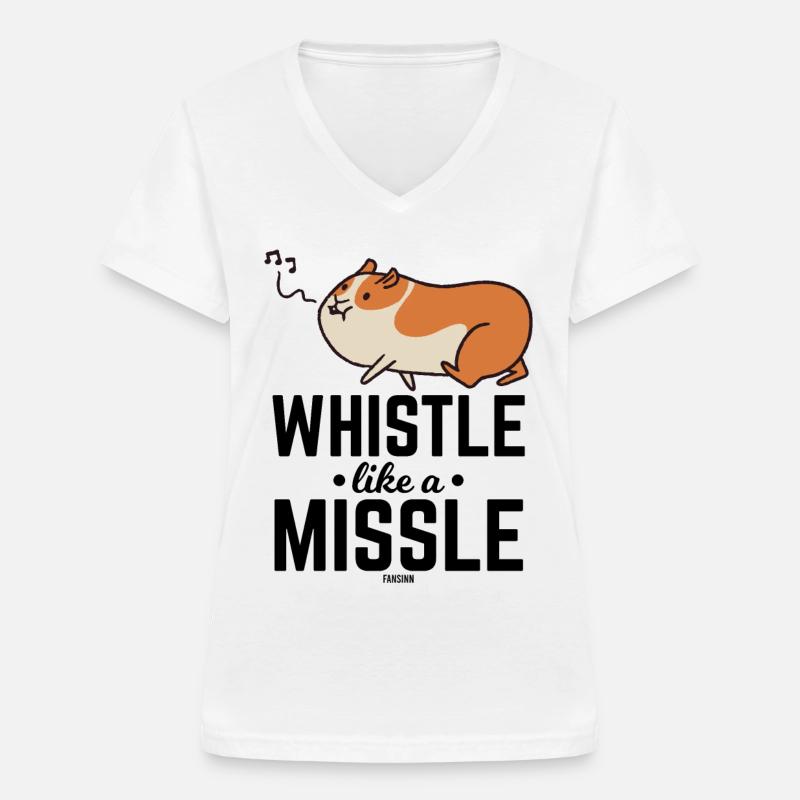 Hamster pfeift ein Lied - Frauen-T-Shirt mit V-Ausschnitt - Weiß