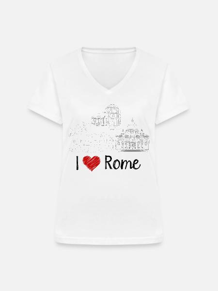 Ich Liebe Rom - Frauen-T-Shirt mit V-Ausschnitt - Weiß
