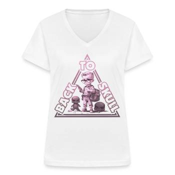 Retour à l'école - T-shirt col V Femme - blanc - Devant - Lela (165cm)