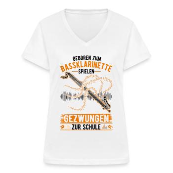 Bassklarinette Geschenk Bassklarinettist - Frauen-T-Shirt mit V-Ausschnitt - Weiß - Vorne - Lela (165cm)