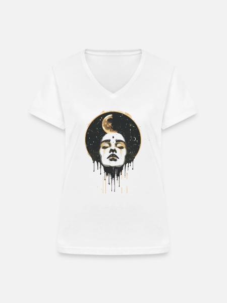 Transzendente Ausstrahlung - Frauen-T-Shirt mit V-Ausschnitt - Weiß