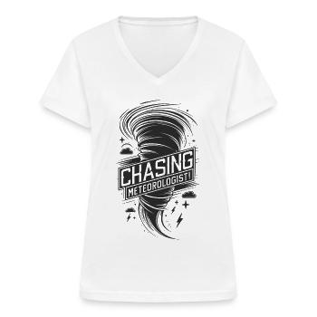 Tornado Twister Chasing Meteorologist - Frauen-T-Shirt mit V-Ausschnitt - Weiß - Vorne - Lela (165cm)