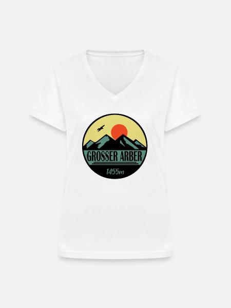Großer Arber - Frauen-T-Shirt mit V-Ausschnitt - Weiß