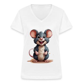 Maus oder Ratte - Frauen-T-Shirt mit V-Ausschnitt - Weiß - Vorne - Lela (165cm)