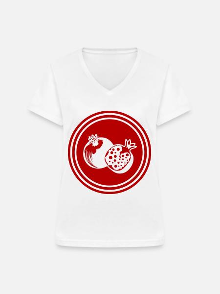 Granatapfel obst - Frauen-T-Shirt mit V-Ausschnitt - Weiß