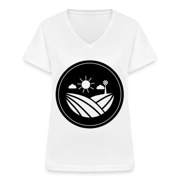 Agriculteur - T-shirt col V Femme - blanc - Devant - Lela (165cm)