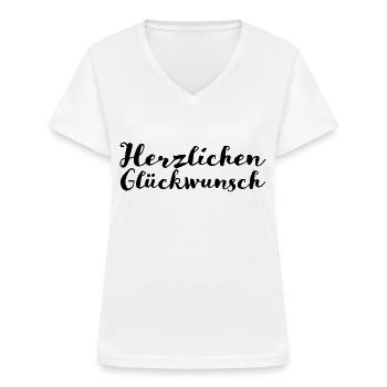 Herzlichen Glückwunsch - Frauen-T-Shirt mit V-Ausschnitt - Weiß - Vorne - Lela (165cm)