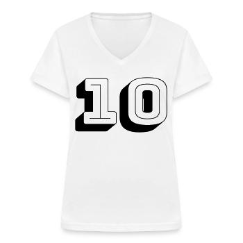 Numéro de maillot - Dix - Numéro - T-shirt col V Femme - blanc - Devant - Lela (165cm)