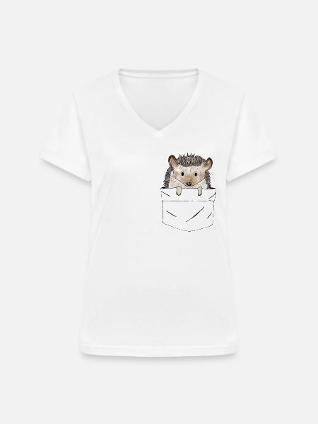 Taschenigel - Frauen-T-Shirt mit V-Ausschnitt - Weiß