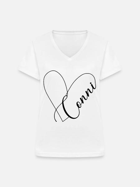 Conni Name Herzlinie - Frauen-T-Shirt mit V-Ausschnitt - Weiß