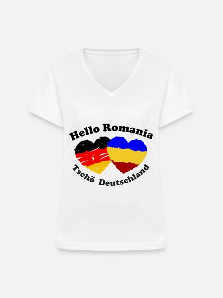 Umzug nach Rumänien - Frauen-T-Shirt mit V-Ausschnitt - Weiß