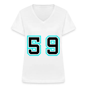 59 Zahl Symbol - Frauen-T-Shirt mit V-Ausschnitt - Weiß - Vorne - Lela (165cm)