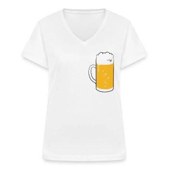 verre biére - T-shirt col V Femme - blanc - Devant - Lela (165cm)