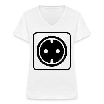 steckdose icon - Frauen-T-Shirt mit V-Ausschnitt - Weiß - Vorne - Lela (165cm)