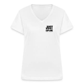 Just Explore - Women's V-neck T-shirt - white - Front - Lela (165cm)