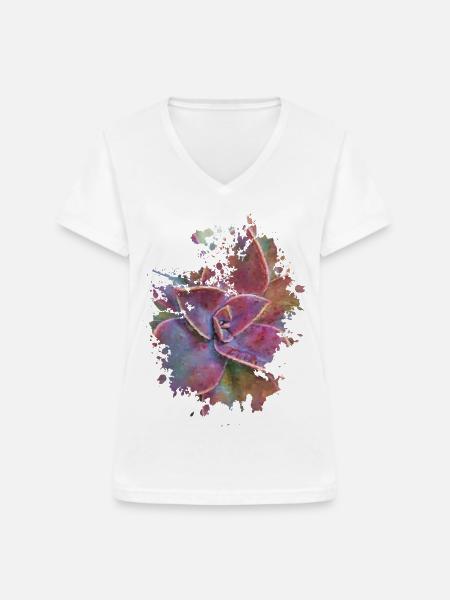 Pflanze - Frauen-T-Shirt mit V-Ausschnitt - Weiß