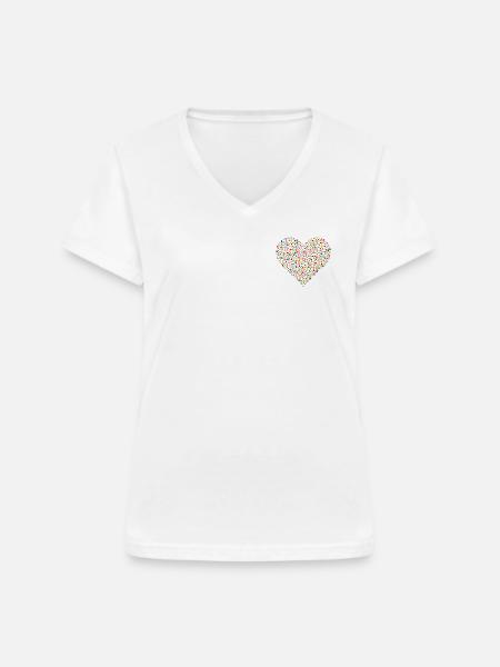 Konfetti Herz - Frauen-T-Shirt mit V-Ausschnitt - Weiß