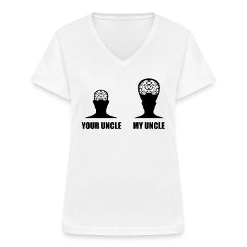 my uncle is cooler nicer than your uncle clever - Women's V-neck T-shirt - white - Front - Lela (165cm)