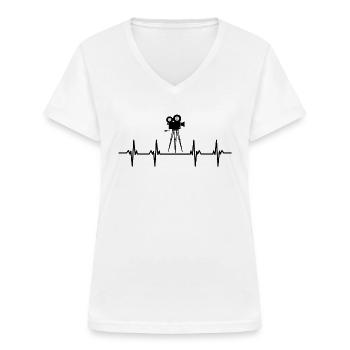 Réalisateur Acteur Actrice Film - T-shirt col V Femme - blanc - Devant - Lela (165cm)