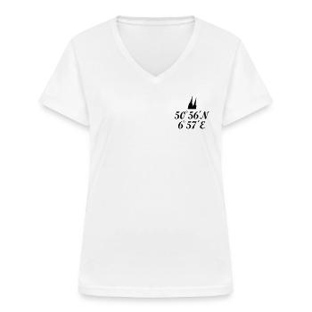 Köln Kölner Dom Koordinaten - Frauen-T-Shirt mit V-Ausschnitt - Weiß - Vorne - Lela (165cm)