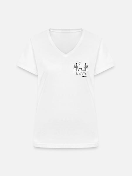 CAMPING CREW - Frauen-T-Shirt mit V-Ausschnitt - Weiß