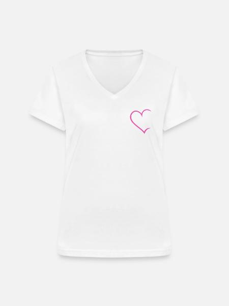 Herz offen - Frauen-T-Shirt mit V-Ausschnitt - Weiß