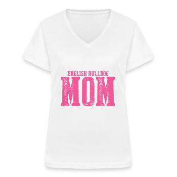 Deutsch Bulldog Maman Chien - T-shirt col V Femme - blanc - Devant - Lela (165cm)