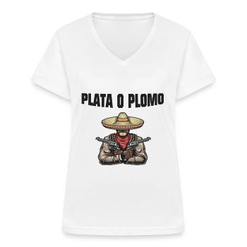 Mexikanischer Gangster - Frauen-T-Shirt mit V-Ausschnitt - Weiß - Vorne - Lela (165cm)