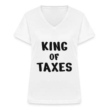 Conseiller fiscal roi - T-shirt col V Femme - blanc - Devant - Lela (165cm)