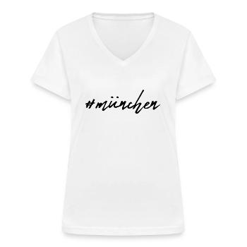 München - Frauen-T-Shirt mit V-Ausschnitt - Weiß - Vorne - Lela (165cm)