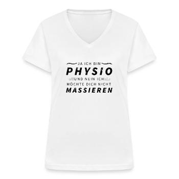 Physio Physiotherapie Ausbildung Krankengymnastik - Frauen-T-Shirt mit V-Ausschnitt - Weiß - Vorne - Lela (165cm)
