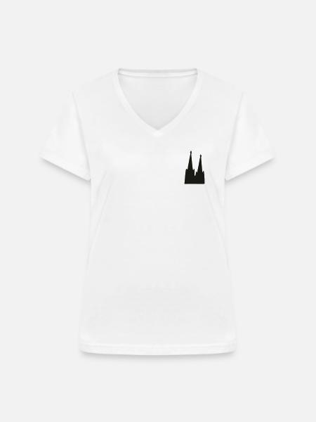 Köln Kölner Dom - Frauen-T-Shirt mit V-Ausschnitt - Weiß