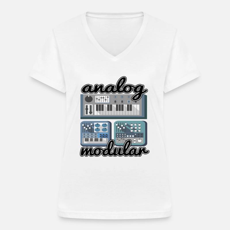 Modular Synthesizer Synth Vintage Retro Analog - Frauen-T-Shirt mit V-Ausschnitt - Weiß