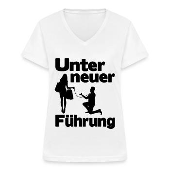 Junggesellenabschied Lustig Unter neuer Führung - Frauen-T-Shirt mit V-Ausschnitt - Weiß - Vorne - Lela (165cm)
