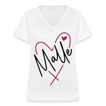 Malle Herz - Frauen-T-Shirt mit V-Ausschnitt - Weiß - Vorne - Lela (165cm)