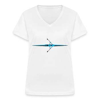 Ruderboot, Rudern - Frauen-T-Shirt mit V-Ausschnitt - Weiß - Vorne - Lela (165cm)