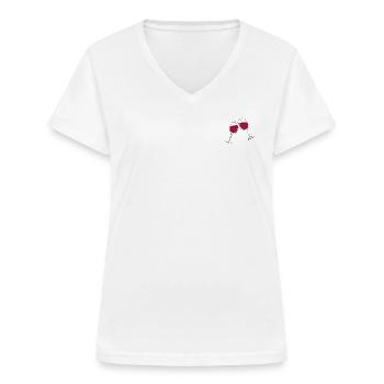Weingläser Lineart - Frauen-T-Shirt mit V-Ausschnitt - Weiß - Vorne - Lela (165cm)