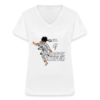 Ich bin 9 - Jungen Karate - Frauen-T-Shirt mit V-Ausschnitt - Weiß - Vorne - Lela (165cm)