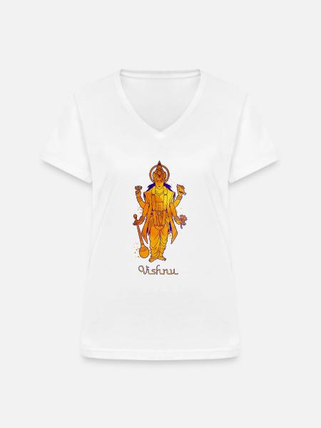 Hindu Gott - Vishnu - Frauen-T-Shirt mit V-Ausschnitt - Weiß