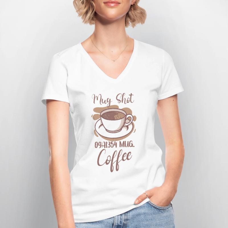 Amateur de café Molécule de caféine Java Latte Espresso T-shirt col V Femme