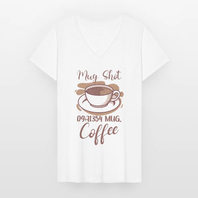 Amateur de café Molécule de caféine Java Latte Espresso T-shirt col V Femme