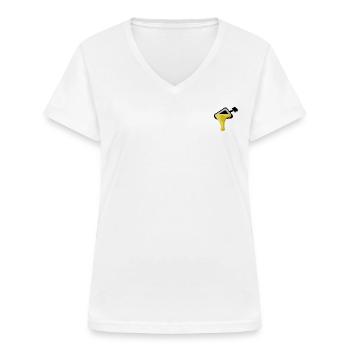 Raclette mit geschmolzenem Käse - Frauen-T-Shirt mit V-Ausschnitt - Weiß - Vorne - Lela (165cm)