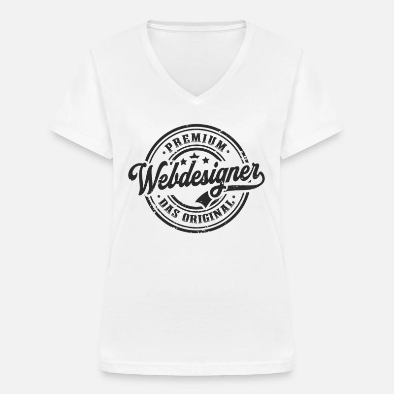 Webdesigner Original Lustig Webdesign - Frauen-T-Shirt mit V-Ausschnitt - Weiß