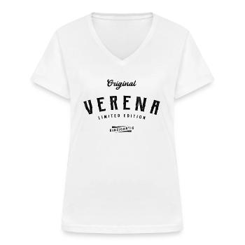 Verena Limited Edition - Frauen-T-Shirt mit V-Ausschnitt - Weiß - Vorne - Lela (165cm)
