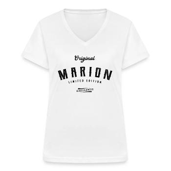 Marion Limited Edition - Frauen-T-Shirt mit V-Ausschnitt - Weiß - Vorne - Lela (165cm)