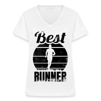 Läufer - Frauen-T-Shirt mit V-Ausschnitt - Weiß - Vorne - Lela (165cm)