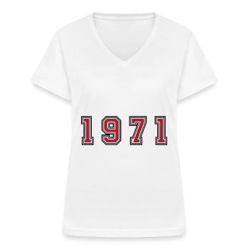 1971 year number - Women's V-neck T-shirt - white - Front - Lela (165cm)